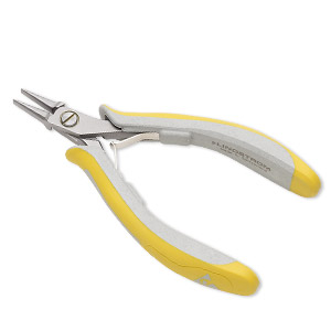 Pliers, Lindstrom&reg; EX series, flat-nose, plastic and alloyed steel, yellow and grey, 5 inches. Sold individually.