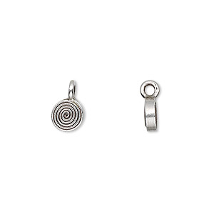 Drop, Hill Tribes, antiqued fine silver, 6mm round. Sold per pkg of 4 ...