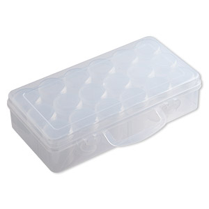 Organizer box, plastic, clear, 10 x 5 x 2-1/2-inch rectangle, (18