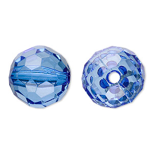 Bead, acrylic, blue, 20mm faceted round. Sold per 100-gram pkg, approximately 20 beads.