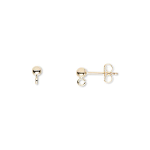 Earstud, 14Kt gold-filled, 3mm ball with open loop. Sold per pkg of 5 pairs.