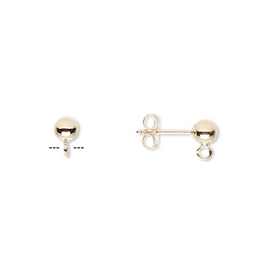 Earstud, 14Kt gold-filled, 4mm ball with open loop. Sold per pkg of 5 pairs.