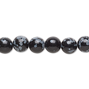Bead, snowflake obsidian (natural), 8mm round, B grade, Mohs hardness 5 to 5-1/2. Sold per 15-1/2&quot; to 16&quot; strand.
