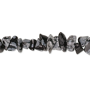 Bead, snowflake obsidian (natural), medium chip, Mohs hardness 5 to 5-1/2. Sold per 36-inch strand.