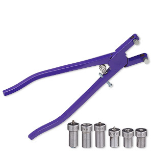 Pliers, eyelet and rivet, steel, purple, 9 inches with 3/4 inch opening. Sold per 7-piece set.