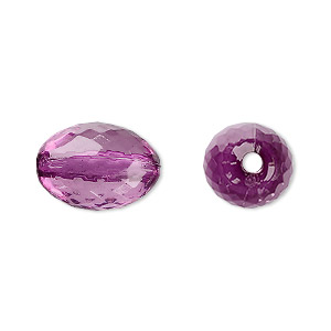 Bead, acrylic, purple, 16x11mm faceted oval. Sold per 100-gram pkg, approximately 80 beads.