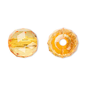 Bead, acrylic, orange, 15mm faceted round. Sold per 100-gram pkg, approximately 50 beads.