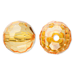 Bead, acrylic, orange, 20mm faceted round. Sold per 100-gram pkg, approximately 20 beads.