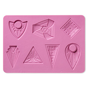 Mold, silicone, fuchsia, 6-1/8 x 4-5/16 x 1/4 inches with 36x36mm-49x49x28mm multi-shape. Sold individually.