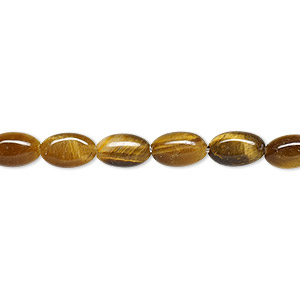 Bead, tigereye (natural), 8x5mm flat oval, B grade, Mohs hardness 7. Sold per 15-1/2&quot; to 16&quot; strand.