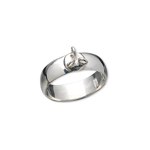 Ring, Hill Tribes, fine silver, 7mm smooth band with 3 loops, size 6 to 7.5 Sold individually.