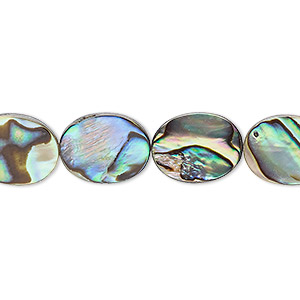 Bead, paua shell and resin (assembled), 13x10mm flat oval. Sold per 15-1/2&quot; to 16&quot; strand.