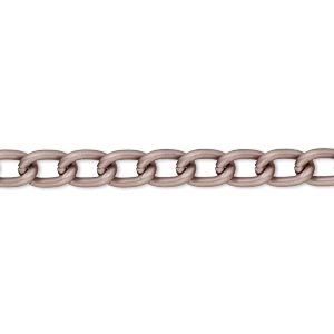 Chain, anodized aluminum, antique copper, 5mm curb. Sold per pkg of 5 feet.