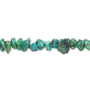 Bead, turquoise (dyed / stabilized), blue, small chip, Mohs hardness 5 to 6. Sold per 15-1/2&quot; to 16&quot; strand.