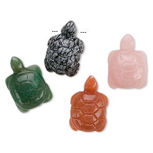 Focal mix, multi-gemstone (natural), 28x17mm-32x20mm hand-cut turtle, B grade, Mohs hardness 3-7. Sold per pkg of 4.