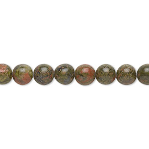 Bead, unakite (natural), 6mm round, B grade, Mohs hardness 6 to 7. Sold per 15-1/2&quot; to 16&quot; strand.