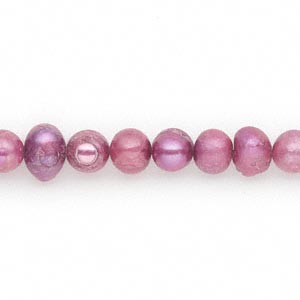 Pearl, cultured freshwater (dyed), wine, 6mm semi-round, D grade, Mohs hardness 2-1/2 to 4. Sold per 16-inch strand.