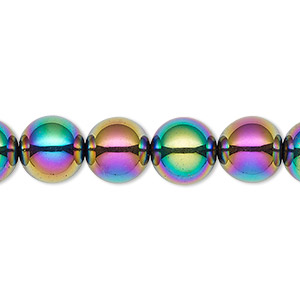 Bead, Hemalyke&#153; (man-made), rainbow, 10mm round. Sold per 15-1/2&quot; to 16&quot; strand.