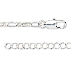 Extender chain, sterling silver, 4mm round link, 1 inch. Sold per pkg of 2.  - Fire Mountain Gems and Beads