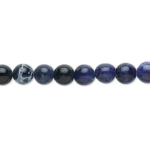 Bead, sodalite (natural), 6mm round, B grade, Mohs hardness 5 to 6. Sold per 15-1/2&quot; to 16&quot; strand.