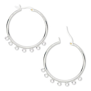 Hoop Earring Findings Silver Plated/Finished Silver Colored