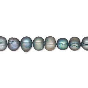 Pearl, cultured freshwater (dyed), spruce, 6mm semi-round, D- grade, Mohs hardness 2-1/2 to 4. Sold per 16-inch strand.