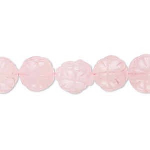 Bead, rose quartz (dyed), 12x12mm hand-cut carved flower, B- grade, Mohs hardness 7. Sold per 15-1/2&quot; to 16&quot; strand.