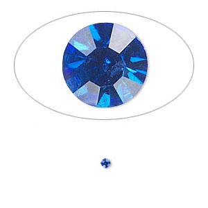 Chaton, glass rhinestone, sapphire blue, foil back, 1.9-2.0mm faceted round, PP13. Sold per pkg of 72.