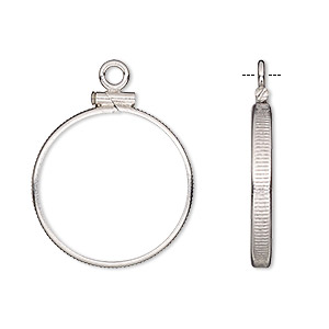 Drop, sterling silver, 22mm open round with 21mm screw-fastened flat round bezel setting. Sold individually.