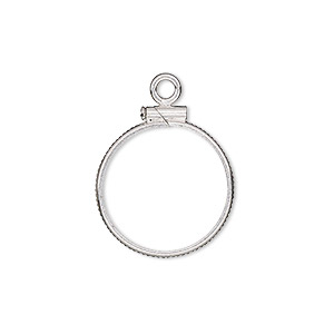 Drop, sterling silver, 18.5mm open round with 18mm screw-fastened flat round bezel setting. Sold individually.