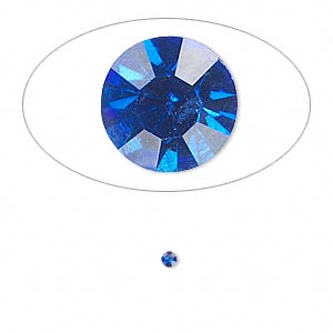 Chaton, glass rhinestone, sapphire blue, foil back, 2.0-2.1mm faceted round, PP14. Sold per pkg of 72.