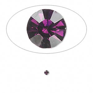 Chaton, glass rhinestone, amethyst purple, foil back, 2.0-2.1mm faceted round, PP14. Sold per pkg of 72.
