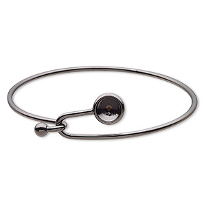Bracelet, Almost Instant Jewelry®, bangle, black-finished brass, 17mm wide  with SS39 rivoli glue-in setting and hook closure, 7-1/2 inches. Sold  individually. - Fire Mountain Gems and Beads