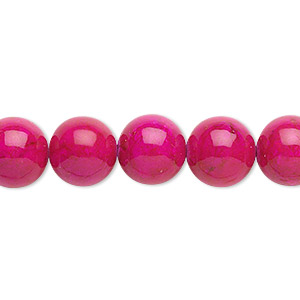 Bead, riverstone (dyed), rose, 10mm round, B grade, Mohs hardness 3-1/2. Sold per 15-1/2&quot; to 16&quot; strand.