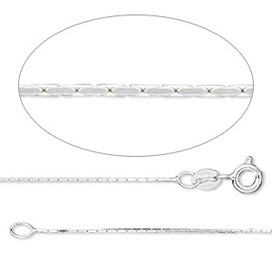 Chain, Gossamer&#153;, sterling silver, 0.5mm square cable, 18 inches with springring clasp. Sold individually.