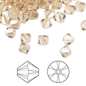 Bead, Crystal Passions&reg;, crystal golden shadow, 6mm bicone (5328). Sold per pkg of 144 (1 gross).