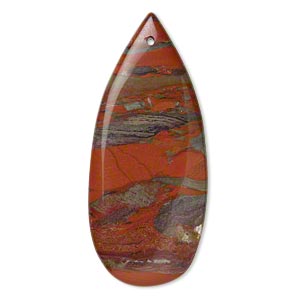Focal, brecciated jasper (natural), 46x20mm flat teardrop, B grade, Mohs hardness 6-1/2 to 7. Sold individually.
