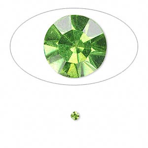 Chaton, glass rhinestone, olivine, foil back, 2.4-2.5mm faceted round, PP18. Sold per pkg of 72.