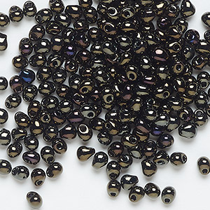 Seed bead, Miyuki, glass, opaque gunmetal dark gold, (DP458), 4x3.4mm fringe. Sold per 10-gram pkg.