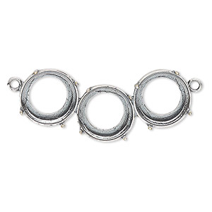 Link, JBB Findings, antique silver-plated brass, 35x15.5mm with open back and (3) SS47 4-prong rivoli settings. Sold individually.