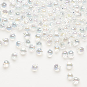 Seed bead, Miyuki, glass, transparent rainbow clear, (DP250), 4x3.4mm fringe. Sold per 10-gram pkg.