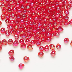 Seed bead, Miyuki, glass, transparent rainbow red, (DP254), 4x3.4mm fringe. Sold per 10-gram pkg.