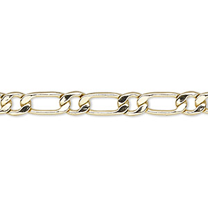 Chain, gold-plated brass, 5mm long and short flat oval. Sold per 50-foot spool.