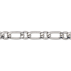 Chain, imitation rhodium-plated brass, 5mm long and short flat oval. Sold per pkg of 5 feet.