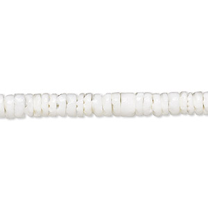 Bead, white litub shell (natural), 5-7mm hand-cut heishi, Mohs hardness 3-1/2. Sold per 15-1/2&quot; to 16&quot; strand.