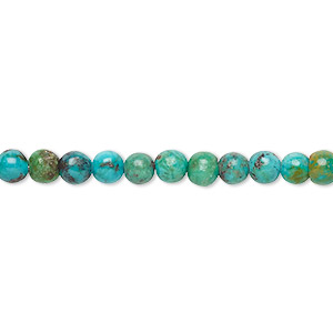 Bead, turquoise (dyed / stabilized), 4mm round, B grade, Mohs hardness 5 to 6. Sold per 15-1/2&quot; to 16&quot; strand.