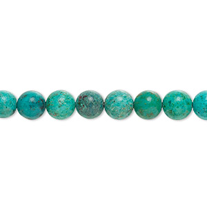 Bead, turquoise (dyed / stabilized), 6mm round, B grade, Mohs hardness 5 to 6. Sold per 15-1/2&quot; to 16&quot; strand.