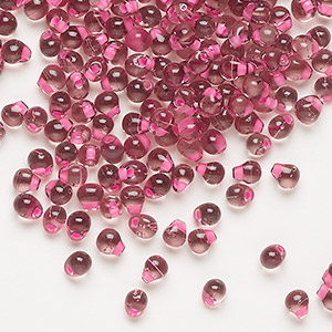 Seed bead, Miyuki, glass, transparent purple color-lined pink, (DPF-3), 4x3.4mm fringe. Sold per 10-gram pkg.