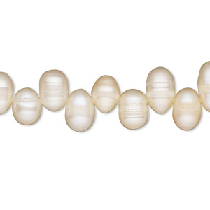 Pearl, cultured freshwater, peach, 8x5mm-9x7mm top-drilled rice, D grade. Sold per 16-inch strand.