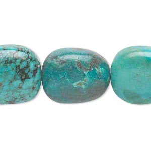 Bead, turquoise (dyed / stabilized), blue-green, medium to large nugget, Mohs hardness 5 to 6. Sold per 15-1/2&quot; to 16&quot; strand.